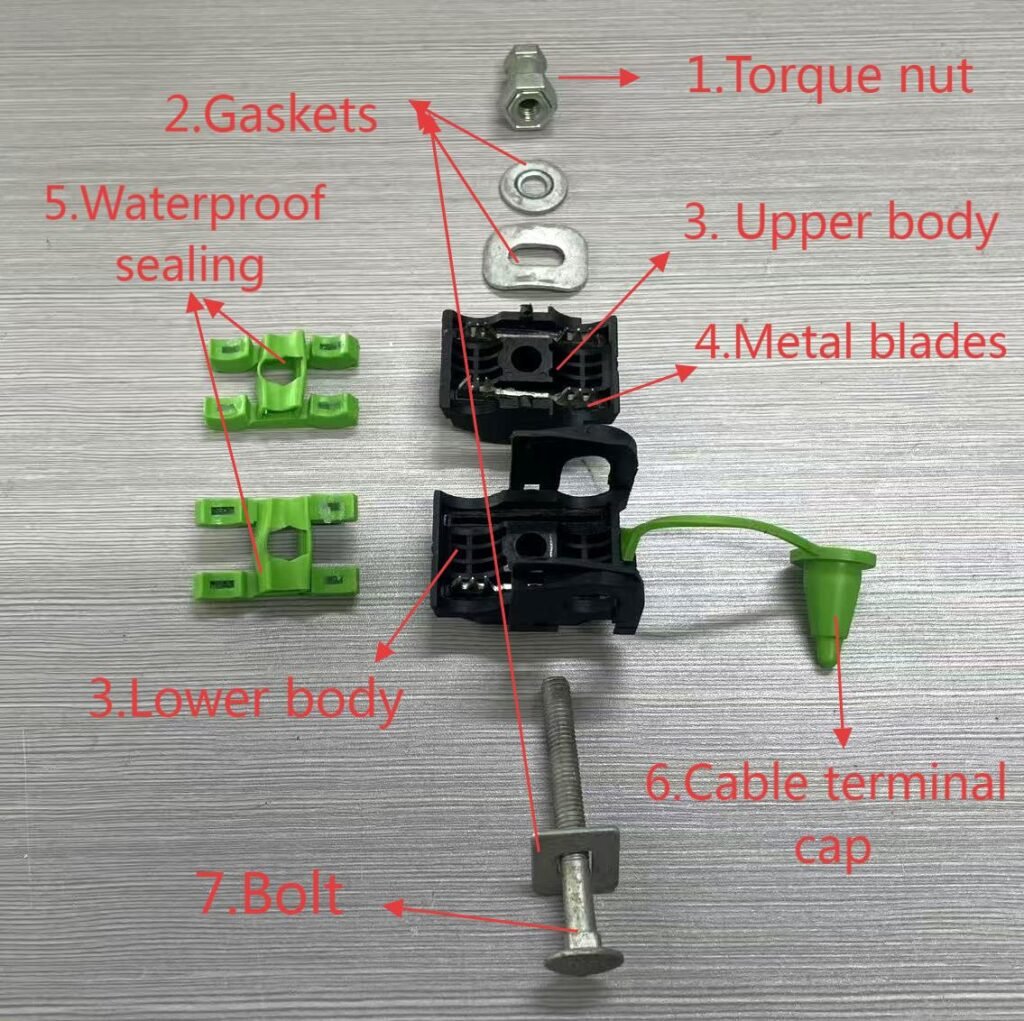 components of an IPC Clamp Insulation Piercing Connector
